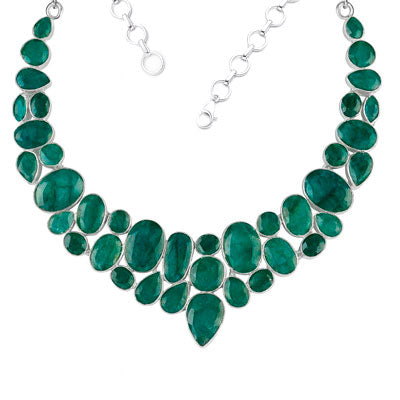 Gargantilha de Prata com Esmeralda - 66162