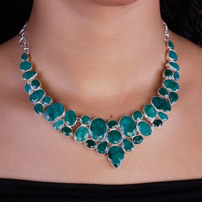 Gargantilha de Prata com Esmeralda - 66162