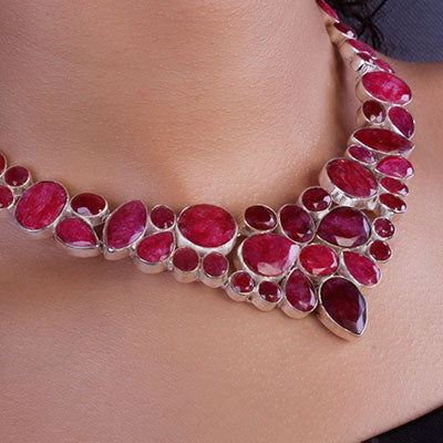 Gargantilha de Prata com Rubi - 66163