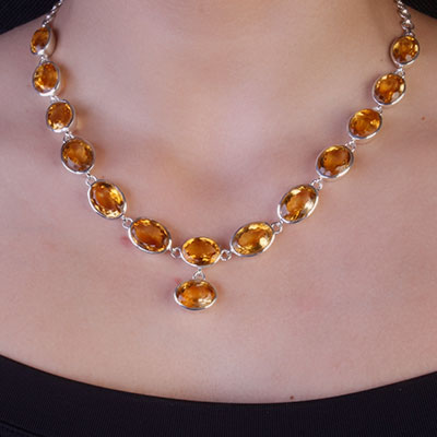 Gargantilha de Prata com Citrino - 66166