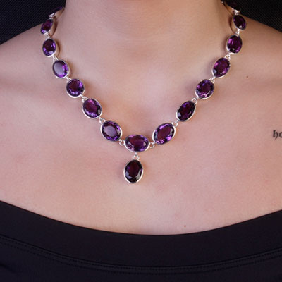 Gargantilha de Prata com Ametista - 66167