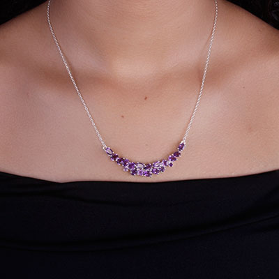 Gargantilha de Prata com Ametista - 66173