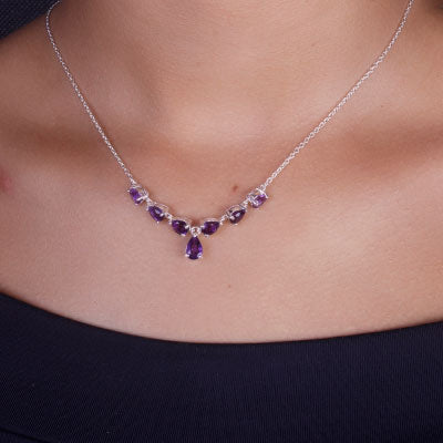 Gargantilha de Prata com Ametista - 66177