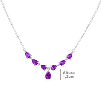 Gargantilha de Prata com Ametista - 66177