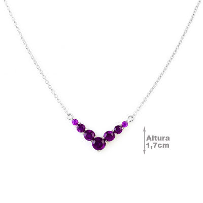 Gargantilha de Prata com Ametista - 66183