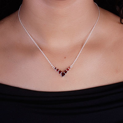 Gargantilha de Prata com Granada - 66184