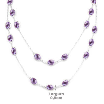Gargantilha de Prata com Ametista - 66192