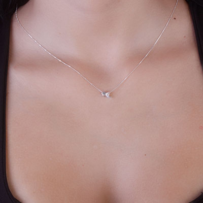 Gargantilha de Prata Lua e Estrela - 66193 - soprata