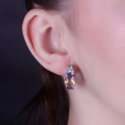 Argola de Prata com Pedras - 66342