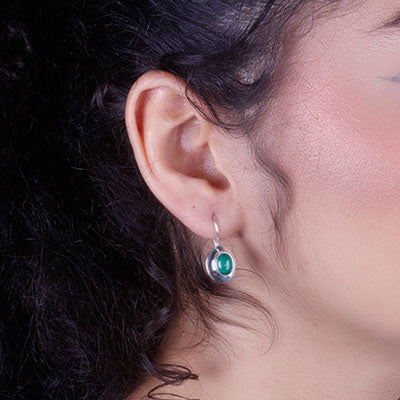 Brinco de Prata com Malaquita - 66399