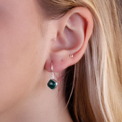 Brinco de Prata com Malaquita - 66404