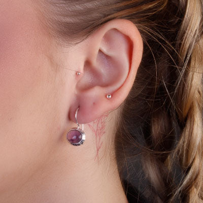 Brinco de Prata com Ametista - 66425