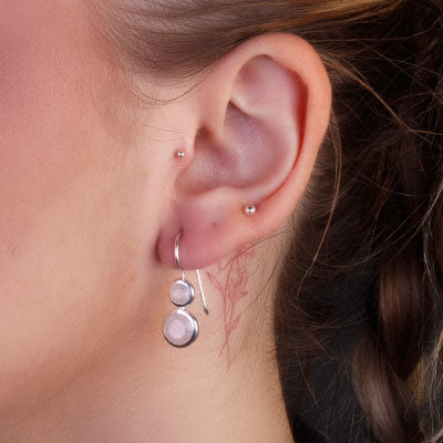 Brinco de Prata com Quartzo Rosa - 66427