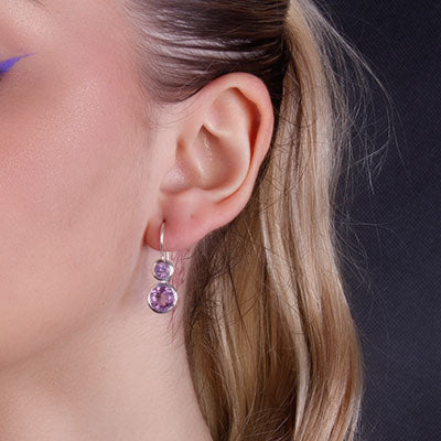 Brinco De Prata com Ametista - 66429