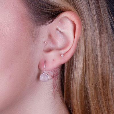 Brinco de Prata com Quartzo Rosa - 66430