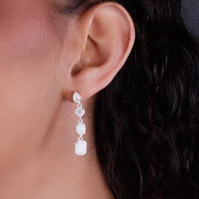 Brinco de Prata com Pedra da Lua - 66482