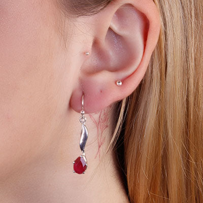 Brinco de Prata com Rubi - 66486