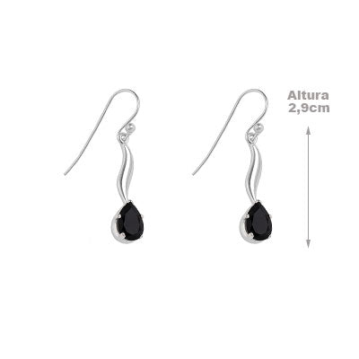 Brinco de Prata com Ônix - 66487
