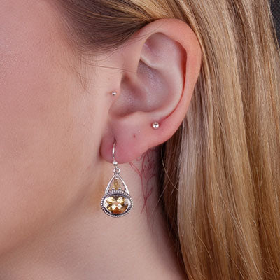 Brinco de Prata com Citrino - 66489