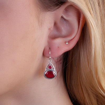Brinco de Prata com Rubi - 66490