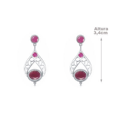 Brinco de Prata com Rubi - 66495