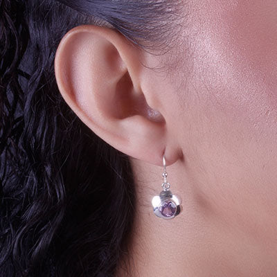 Brinco de Prata com Ametista - 66497