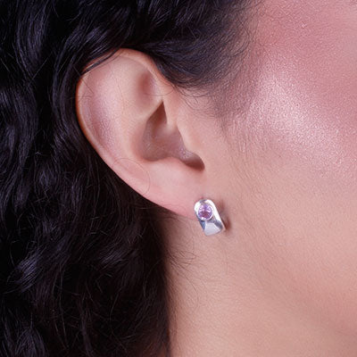 Argola de Prata com Ametista - 66508