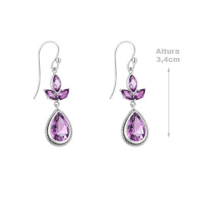 Brinco de Prata com Ametista - 66518