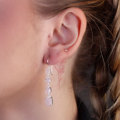 Brinco de Prata com Quartzo Rosa - 66523