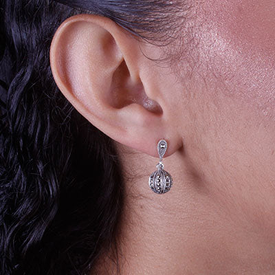 Brinco de Prata Bola Marcassitas - 66563