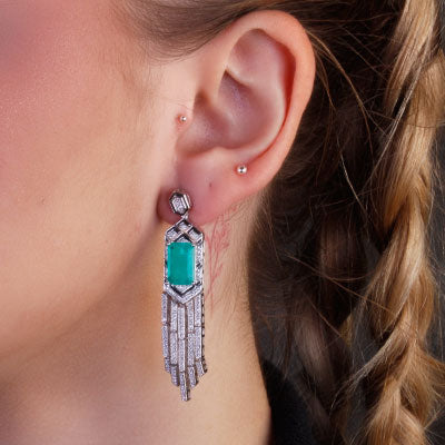 Brinco de Prata com Pedras - 66617