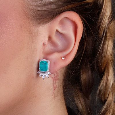 Brinco de Prata com Pedras - 66618