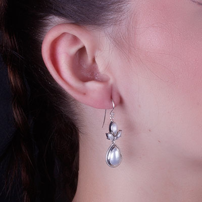 Brinco de Prata com Pérola Biwa - 66647