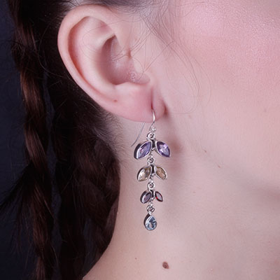 Brinco de Prata Pedras - 66666