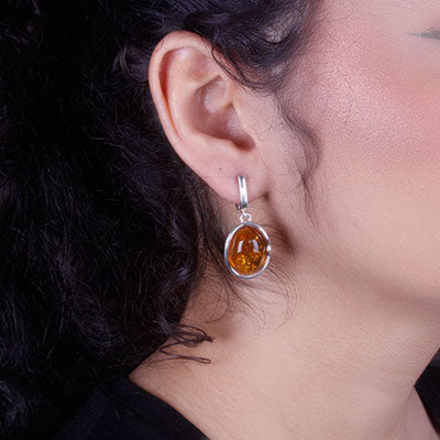 Argola de Prata com Âmbar - 66669