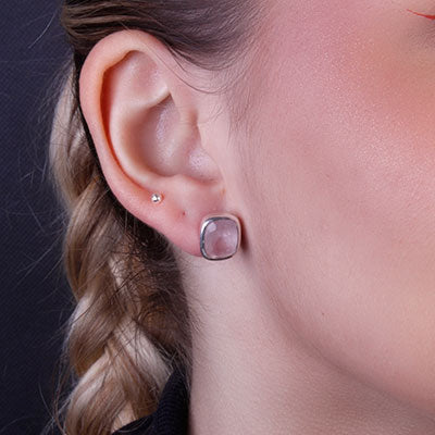 Brinco de Prata com Quartzo Rosa - 66692