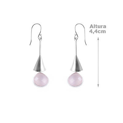 Brinco de Prata com Quartzo Rosa - 66694