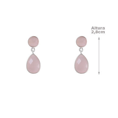 Brinco de Prata com Quartzo Rosa - 66698
