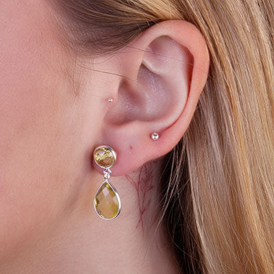 Brinco de Prata com Citrino - 66700