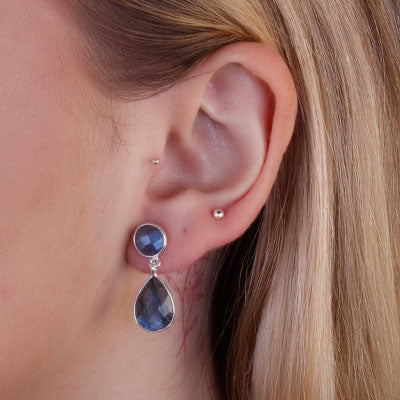 Brinco de Prata com Labradorita - 66701