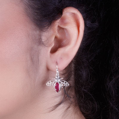 Brinco de Prata com Rubi - 66703