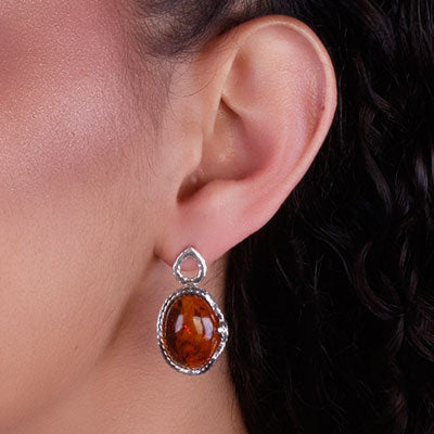 Brinco de Prata com Âmbar - 66722