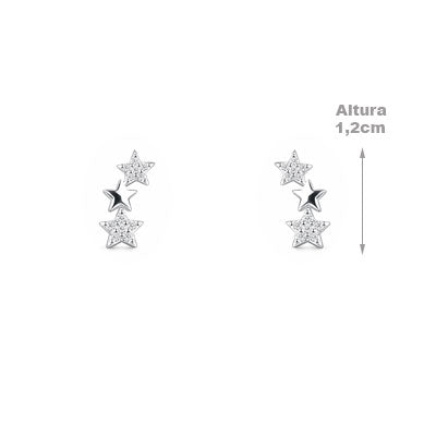 Brinco de Prata Contorno de Orelha (Ear Cuff) Estrelas - 66776