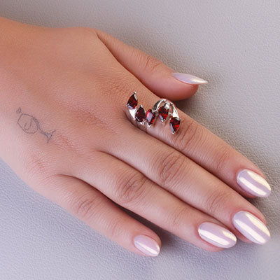 Anel de Prata com Granada - 66814