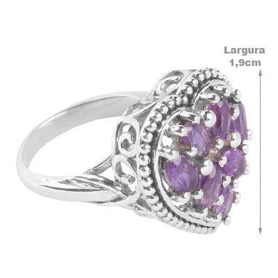 Anel de Prata com Ametista - 66815