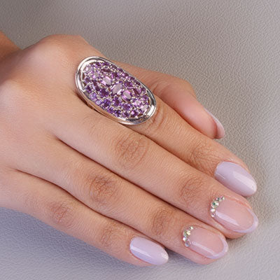 Anel de Prata com Ametista - 66818