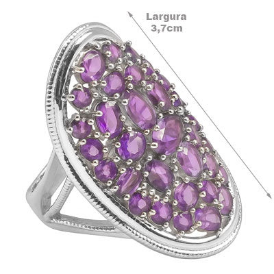 Anel de Prata com Ametista - 66818