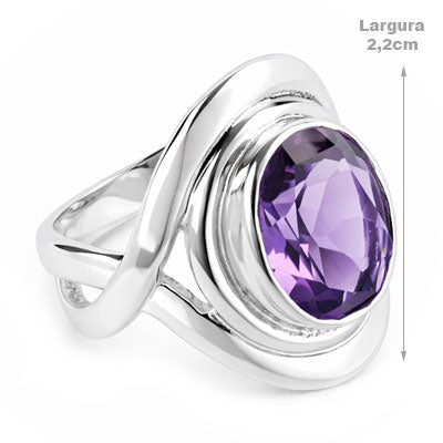 Anel de Prata com Ametista - 66821
