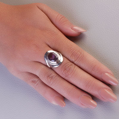 Anel de Prata com Ametista - 66821