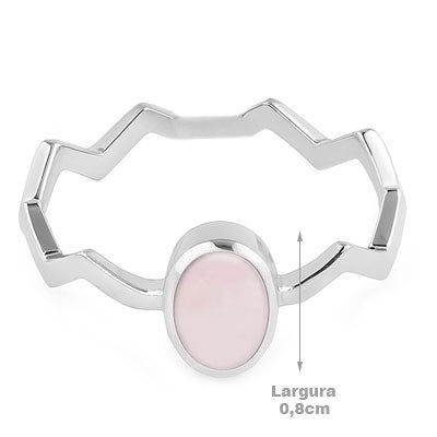 Anel de Prata com Quartzo Rosa - 66838